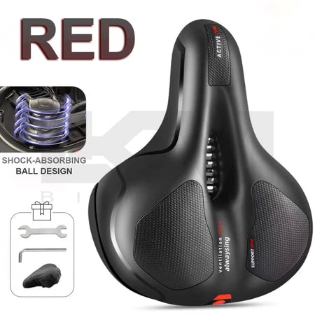 LKM Wide Gel Bike Seat | Comfortable Memory Foam | Shock Absorption | Reflective | Universal