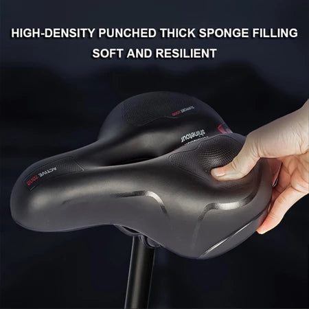 LKM Wide Gel Bike Seat | Comfortable Memory Foam | Shock Absorption | Reflective | Universal