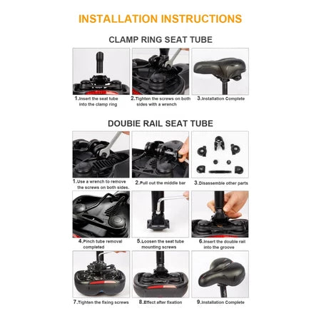 LKM Wide Gel Bike Seat | Comfortable Memory Foam | Shock Absorption | Reflective | Universal