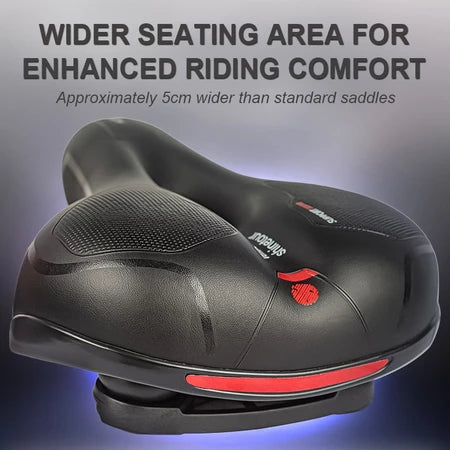 LKM Wide Gel Bike Seat | Comfortable Memory Foam | Shock Absorption | Reflective | Universal